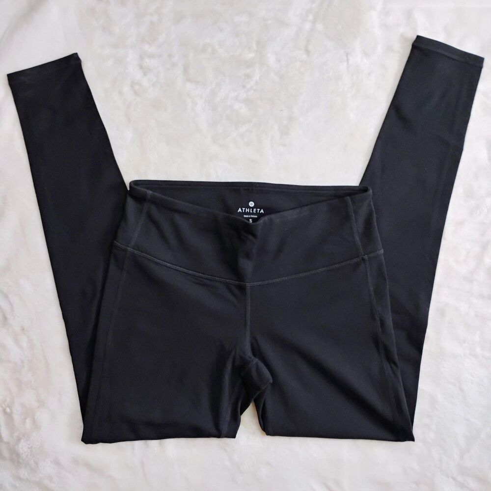 Athleta Leggings Womens S Black Chaturanga Ankle Yoga Pockets Supplex Stretch